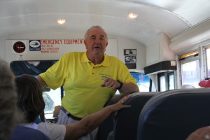 Roy giving a history lesson on our Sheguiandah tour bus trip